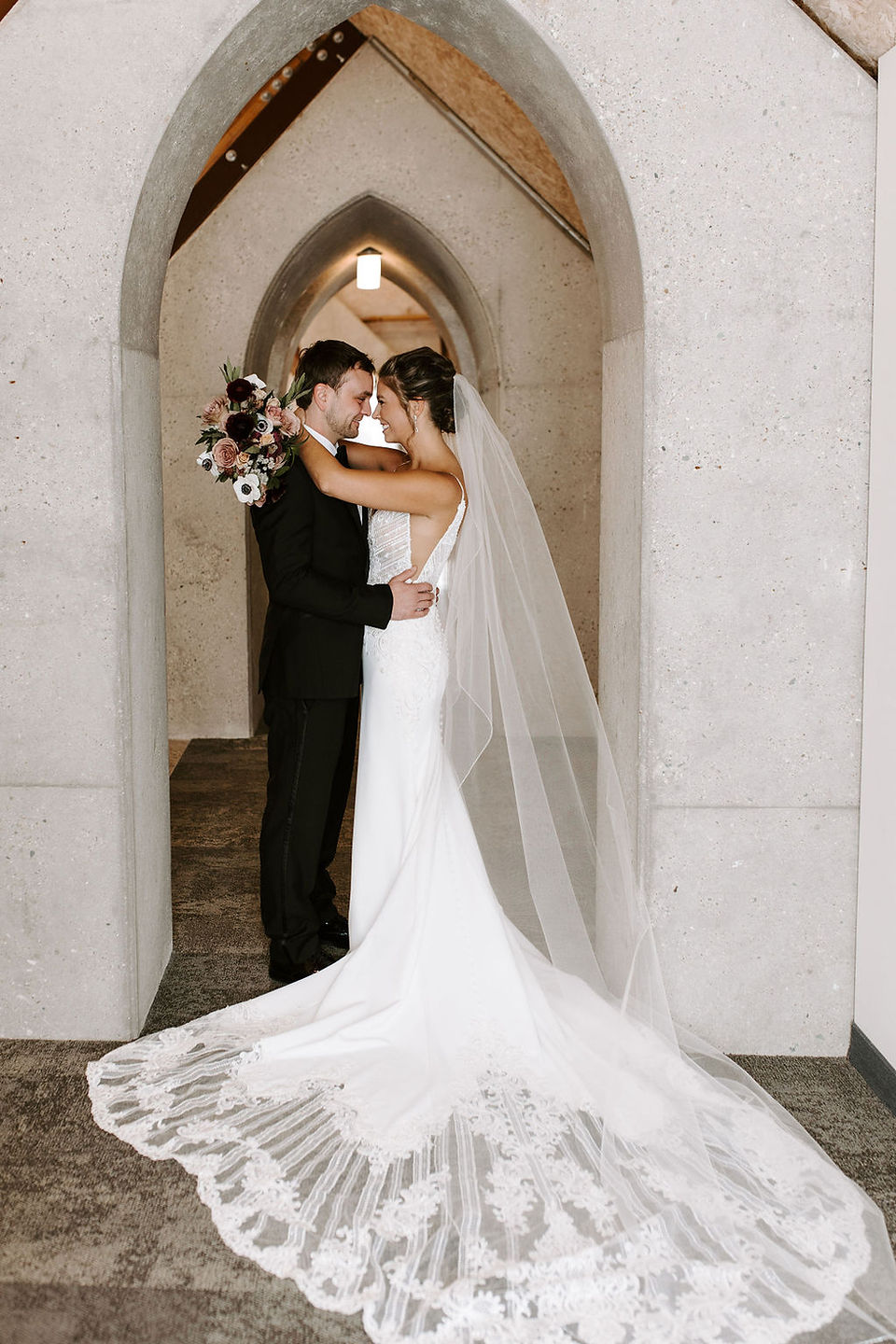 Bride and groom catholic church wedding photos in Grand Rapids, Michigan.