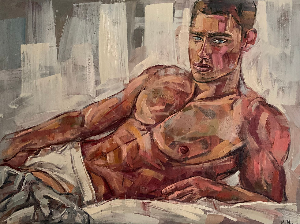 Naked man lying down