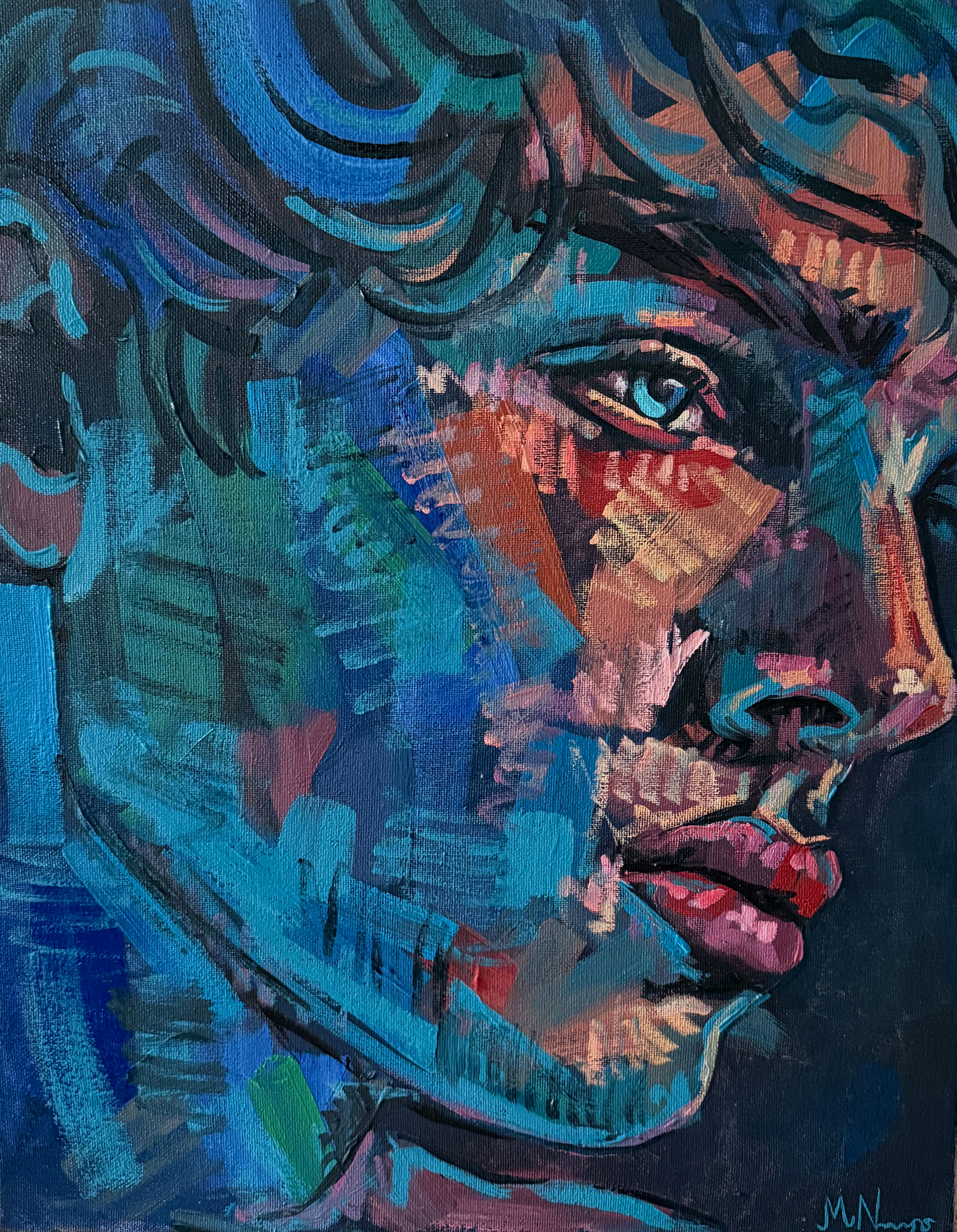 Young sexy man oil painting, male portrait, gay homoerotic art 40x50x1cm