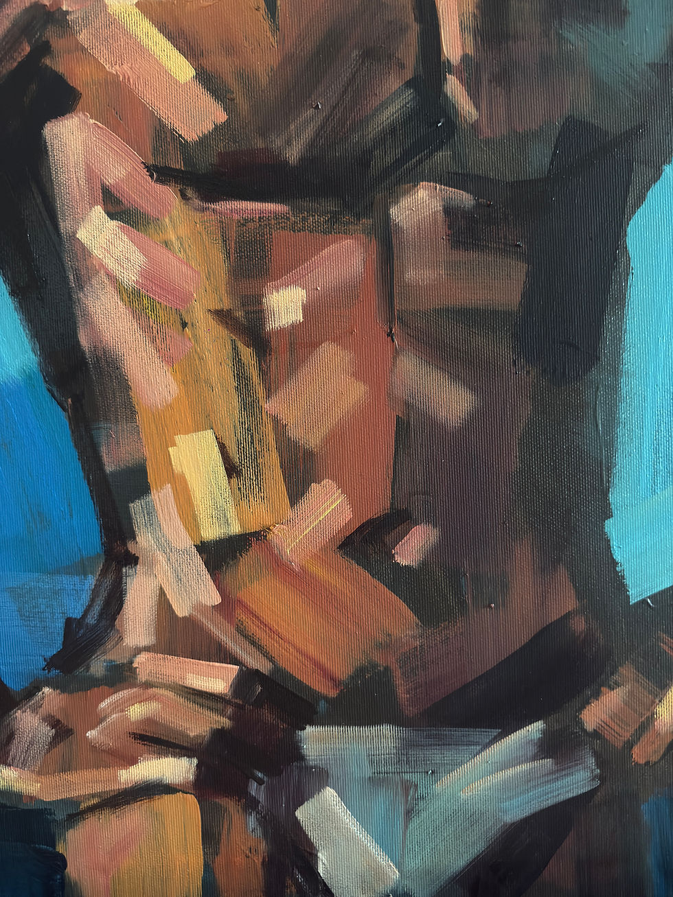 Thumbnail: Abstract male torso oil painting, gay male art