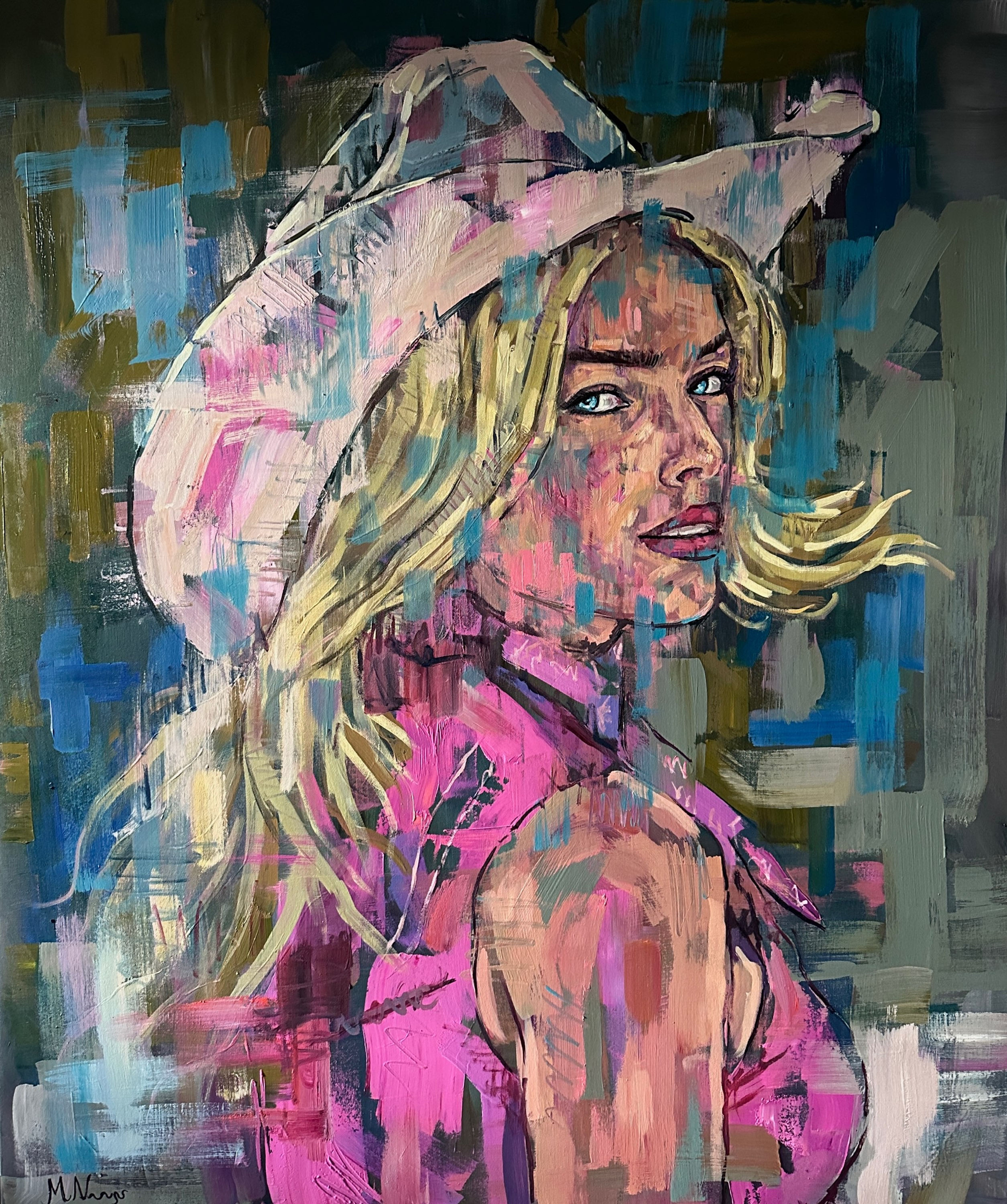 Barbie oil painting, Margot Robbie portrait  (sent rolled in a tube)