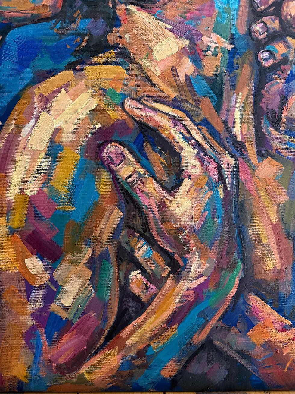 Thumbnail: Young nude men oil painting, gay male art (shipping rolled inside a tube)