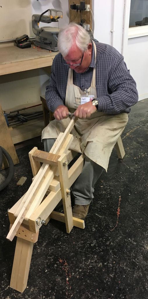 Shaving horse in use