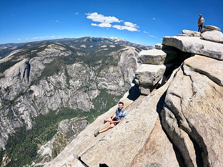 Michael DePalma after rock climbing to the top of Half Dome in Yosemite National Park, California