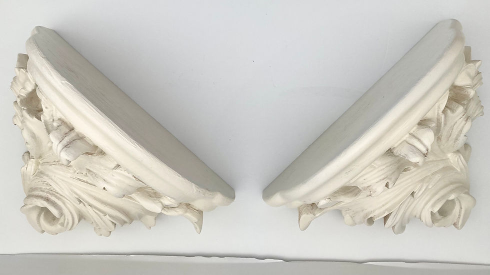 Thumbnail: Michael Taylor Acanthus Leaf Brackets in Painted Ivory Washed Finish, a Pair #1
