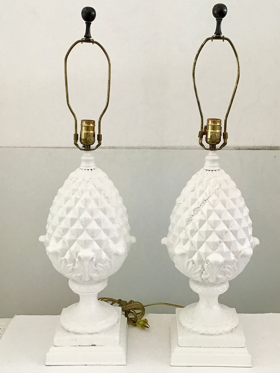 Thumbnail: Pineapple Table Lamps in Fresh White Finish- a Pair
