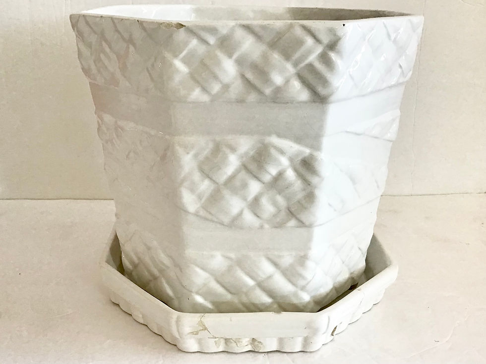 Thumbnail: Large Hexagonal White Cachepot With Plate
