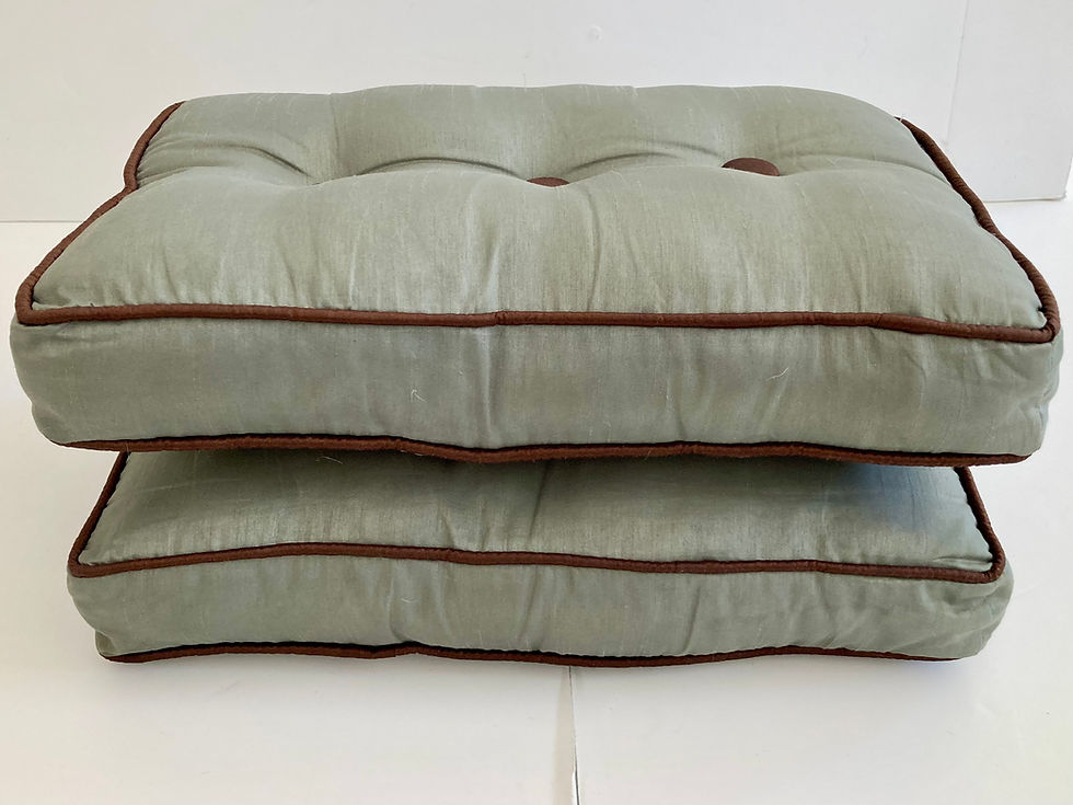 Thumbnail: Modern Sage Green Rectangular Box Pillows With Buttons, a Pair