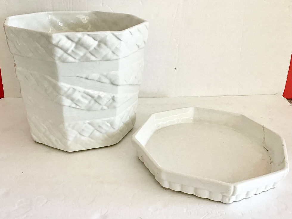 Thumbnail: Large Hexagonal White Cachepot With Plate