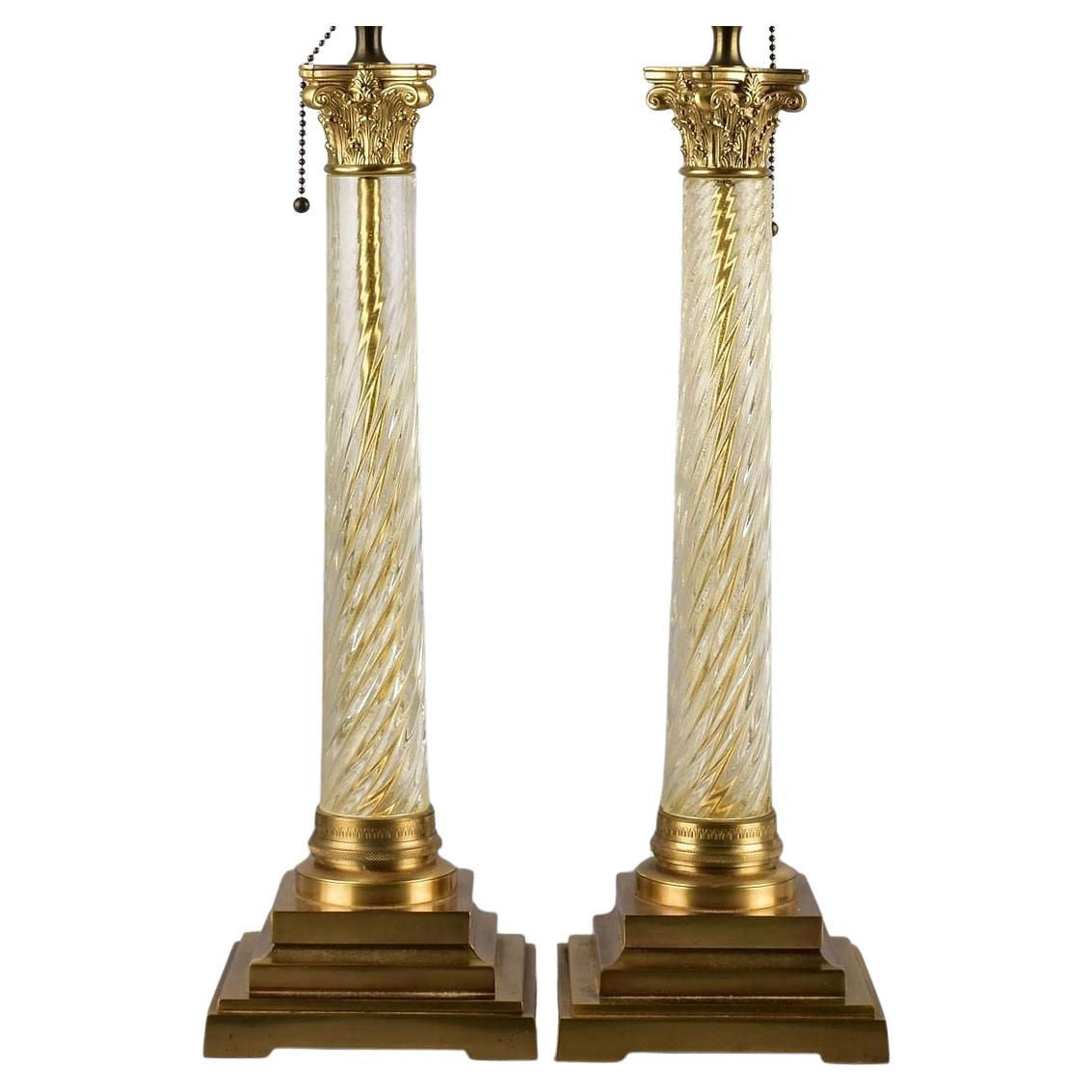 Jansen French Modern Neo-Classical Mid-Century Table Lamps, a Pair