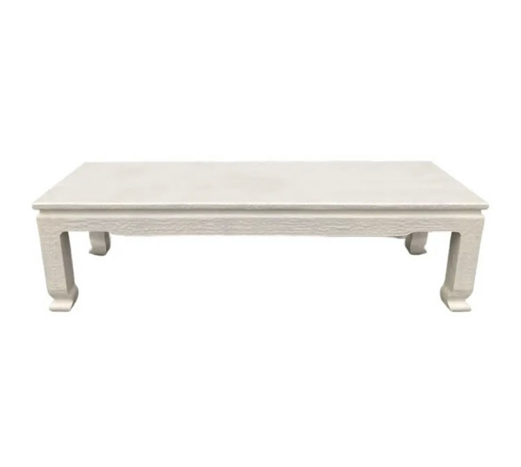 Karl Springer Linen Wrapped Elongated Chinoiserie Coffee Table