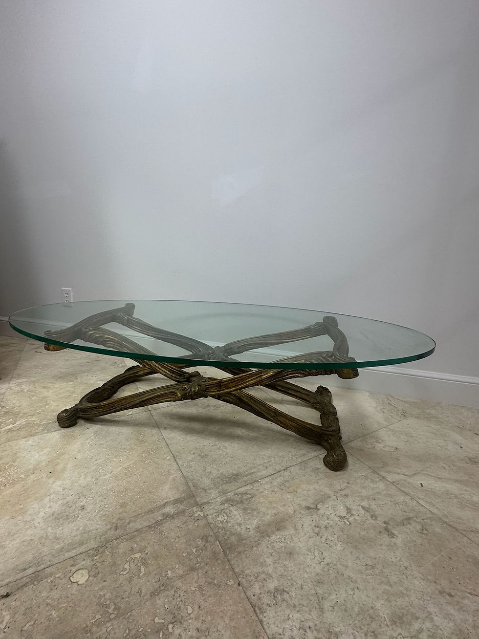 Thumbnail: Jansen 1940’s Regency Oval Glass Top Coffee Table
