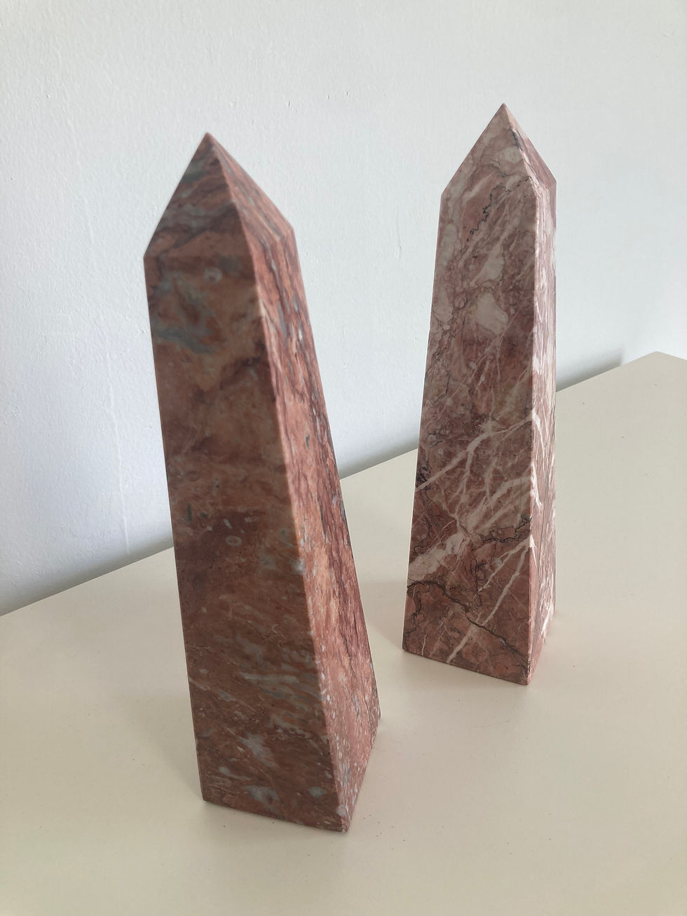 Thumbnail: French Rose Marble Obelisks- a Pair