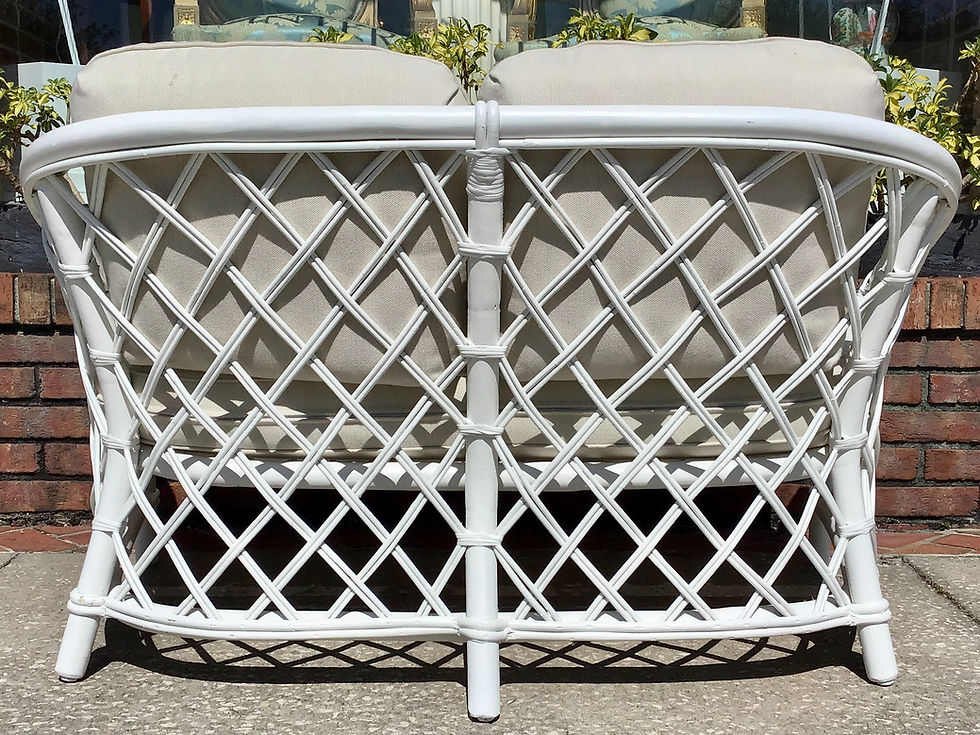 Thumbnail: Ficks Reed Loveseat in White Lacquer and New Todd Hase Upholstery
