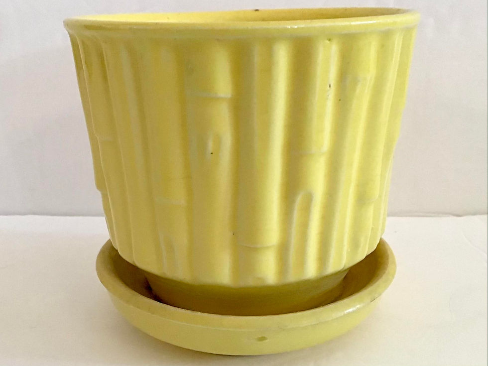 Thumbnail: Small Faux Bamboo Yellow Glaze Ceramic Cachepot