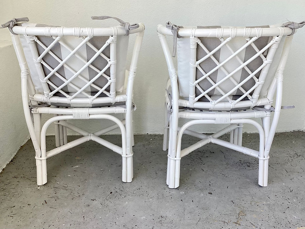 Thumbnail: Ficks Reed Curved Back Side Chairs With New Sunberella Upholstery - a Pair