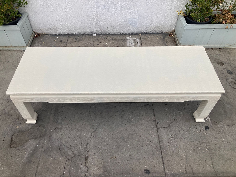 Thumbnail: Karl Springer Linen Wrapped Elongated Chinoiserie Coffee Table