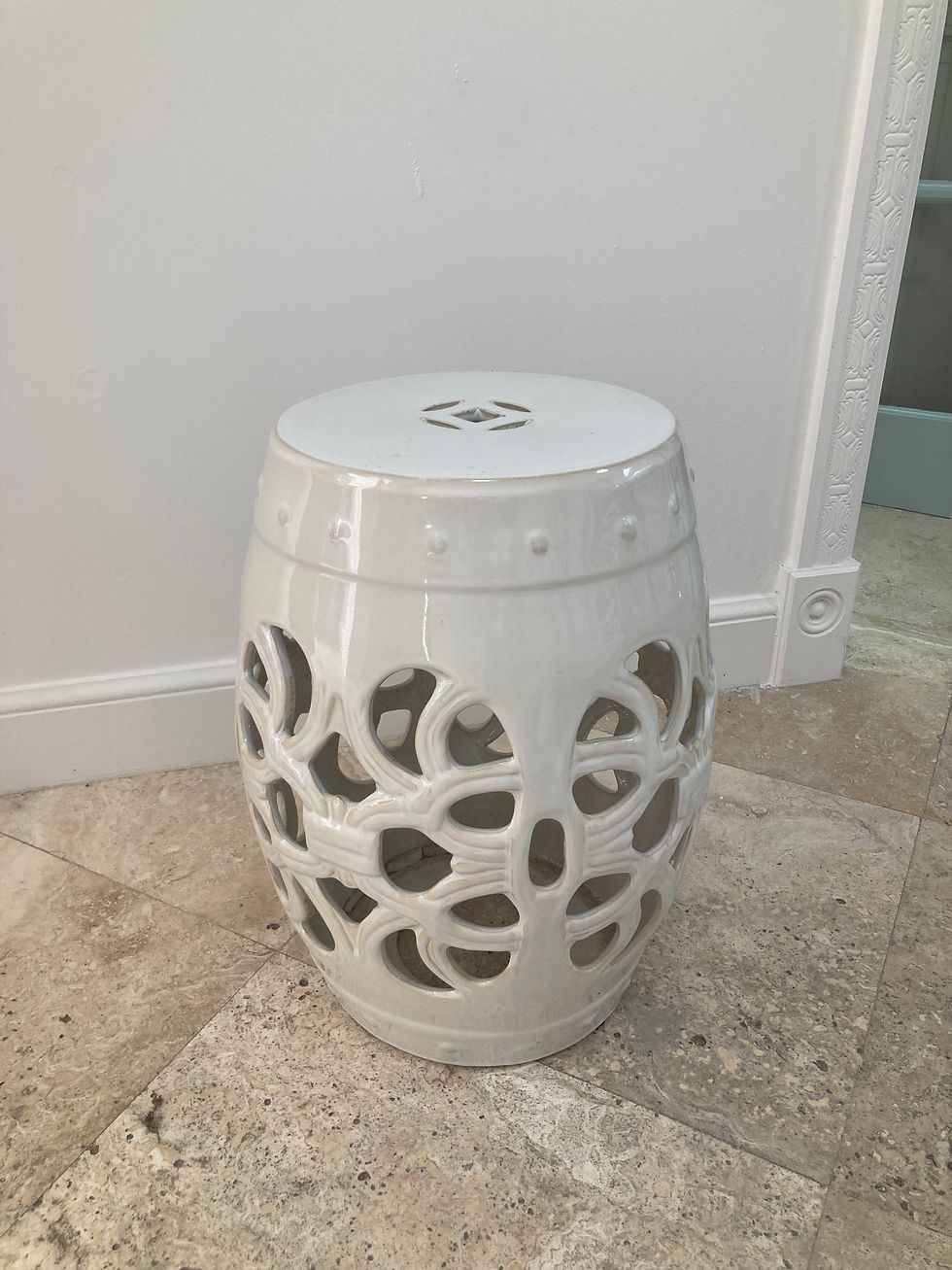 Thumbnail: White Glazed Ceramic Boho Chic Garden Seat