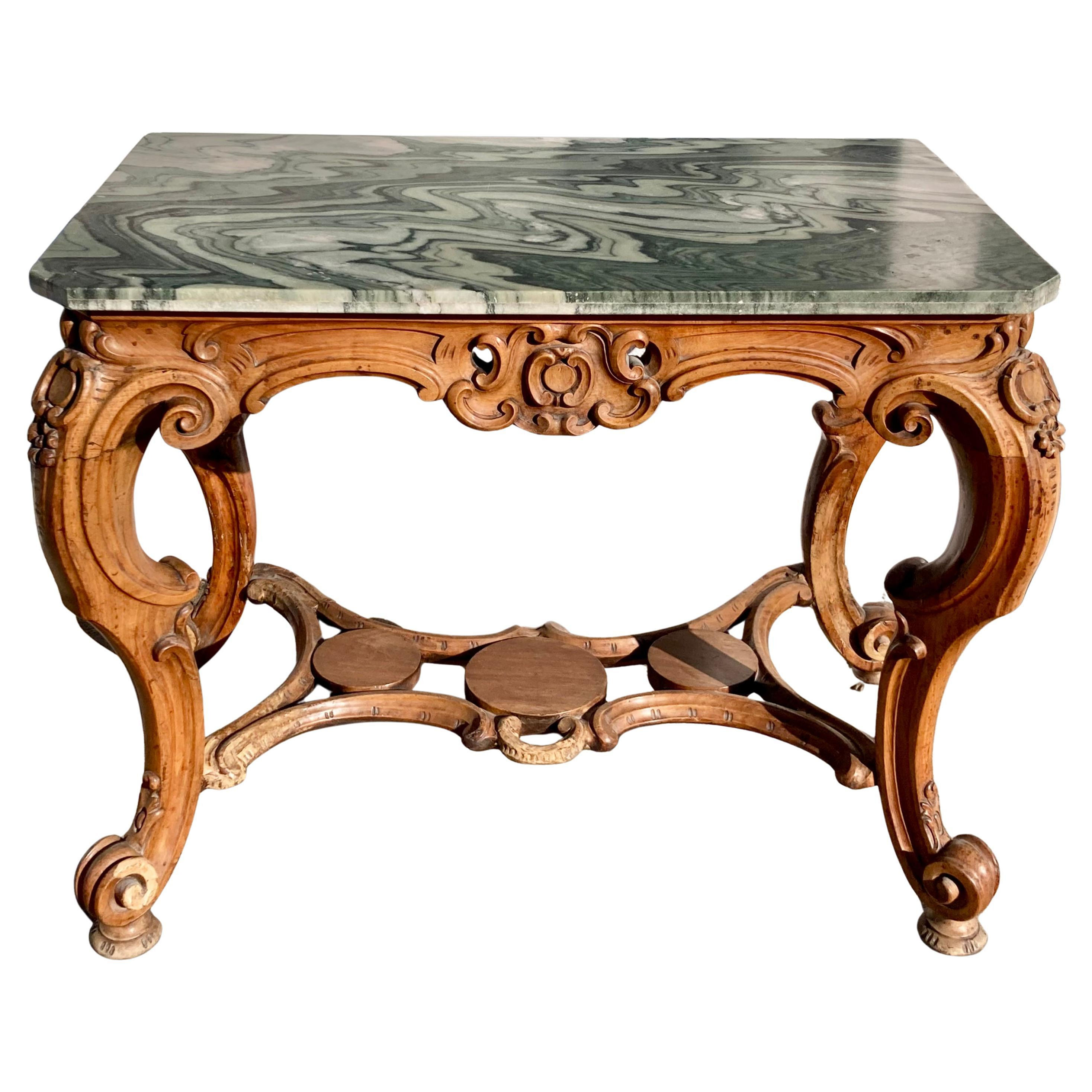 Italian 18th Century Regency Console With Green Marble Top