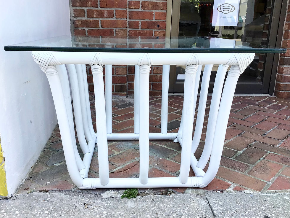 Thumbnail: Boho Chic White Rattan Square Side Table