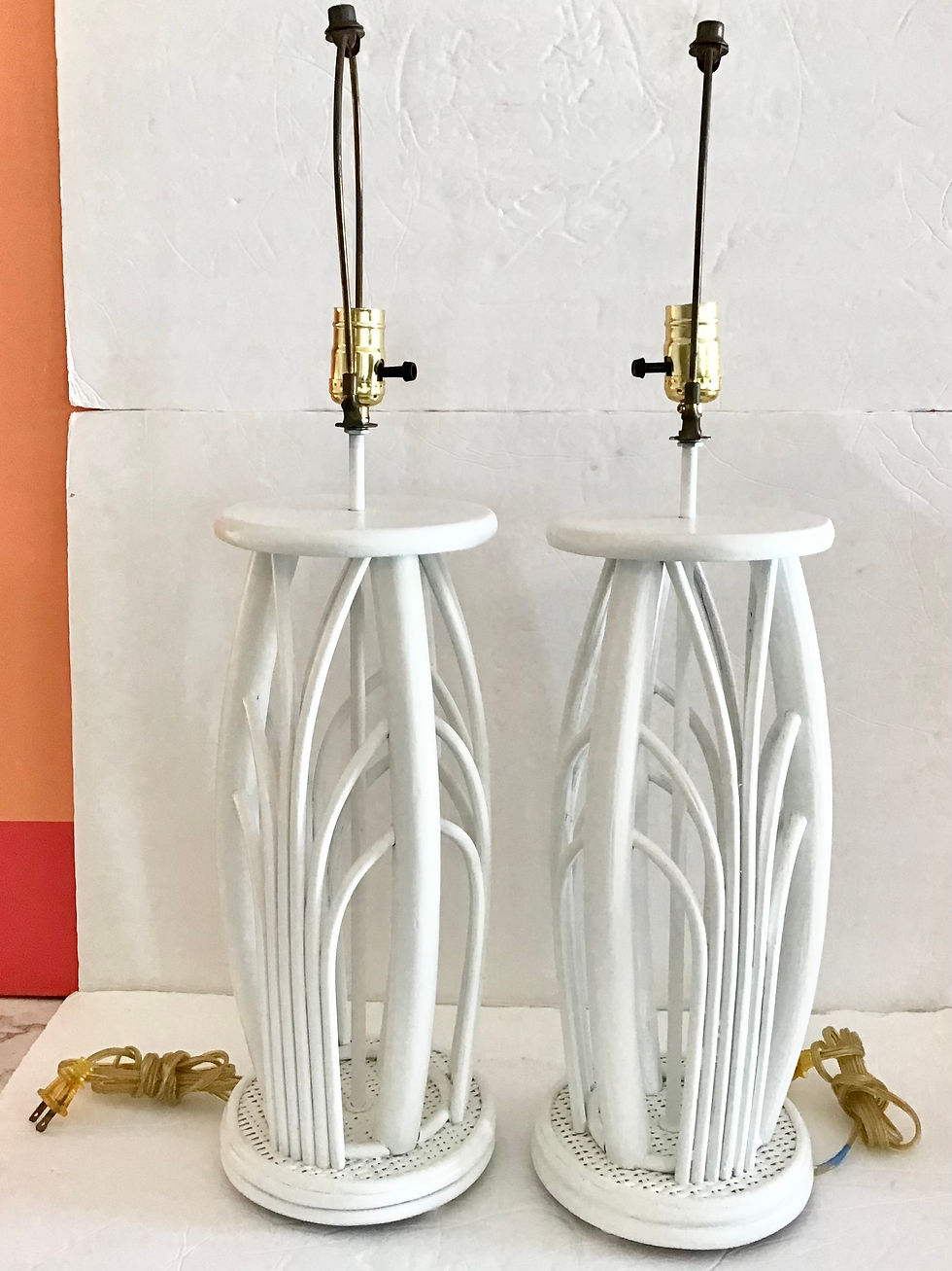 Thumbnail: Boho Chic Pencil Reed Table Lamps - a Pair