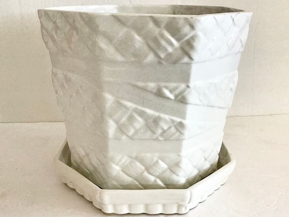 Thumbnail: Large Hexagonal White Cachepot With Plate
