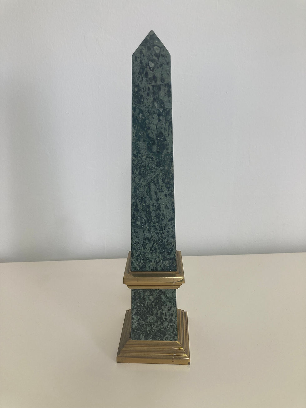 Thumbnail: French Green Marble Obelisk With Bronze Trim