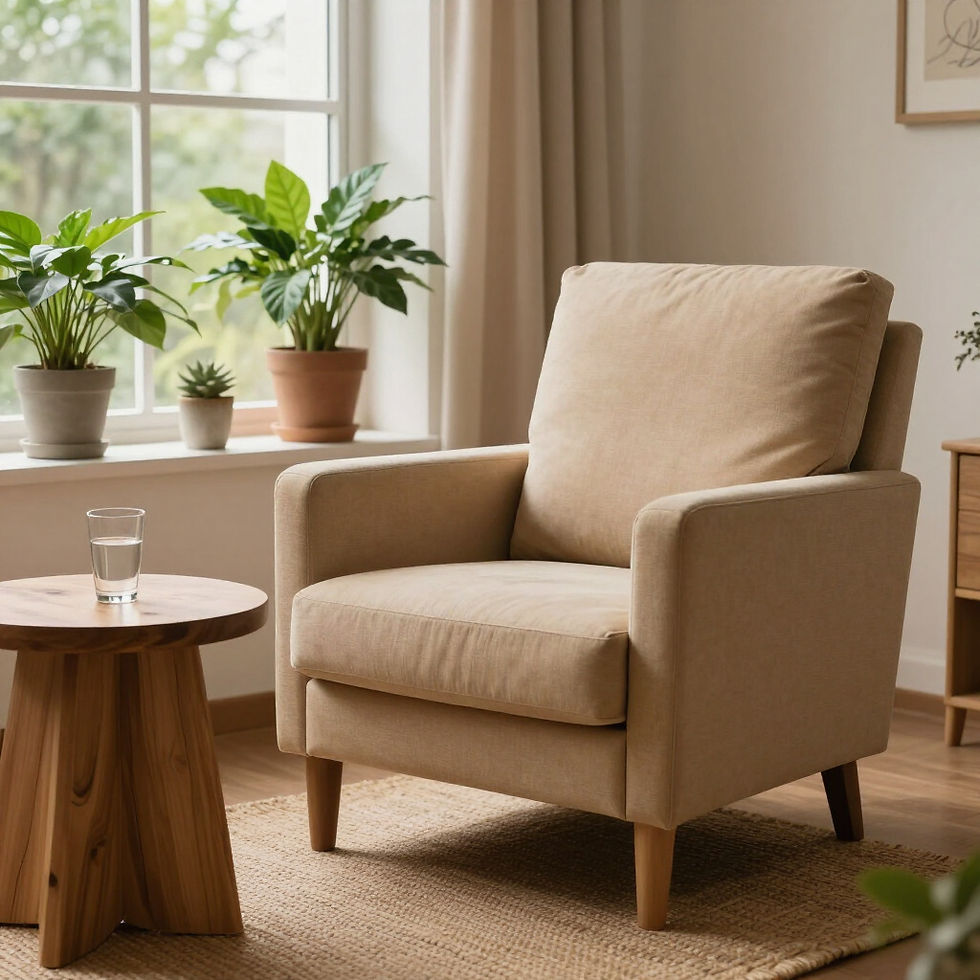Therapy office interior representing calm and professional space