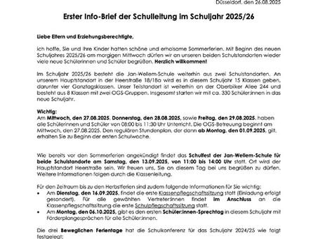 1. Info-Brief der Schulleitung im SJ 2025/26