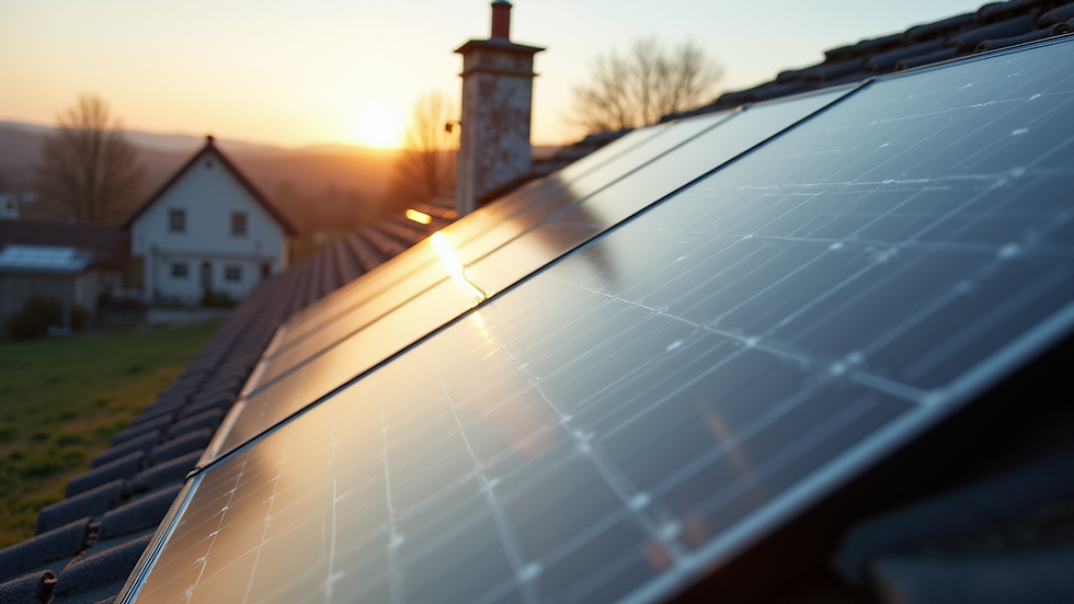 High angle view of solar panels on a roof