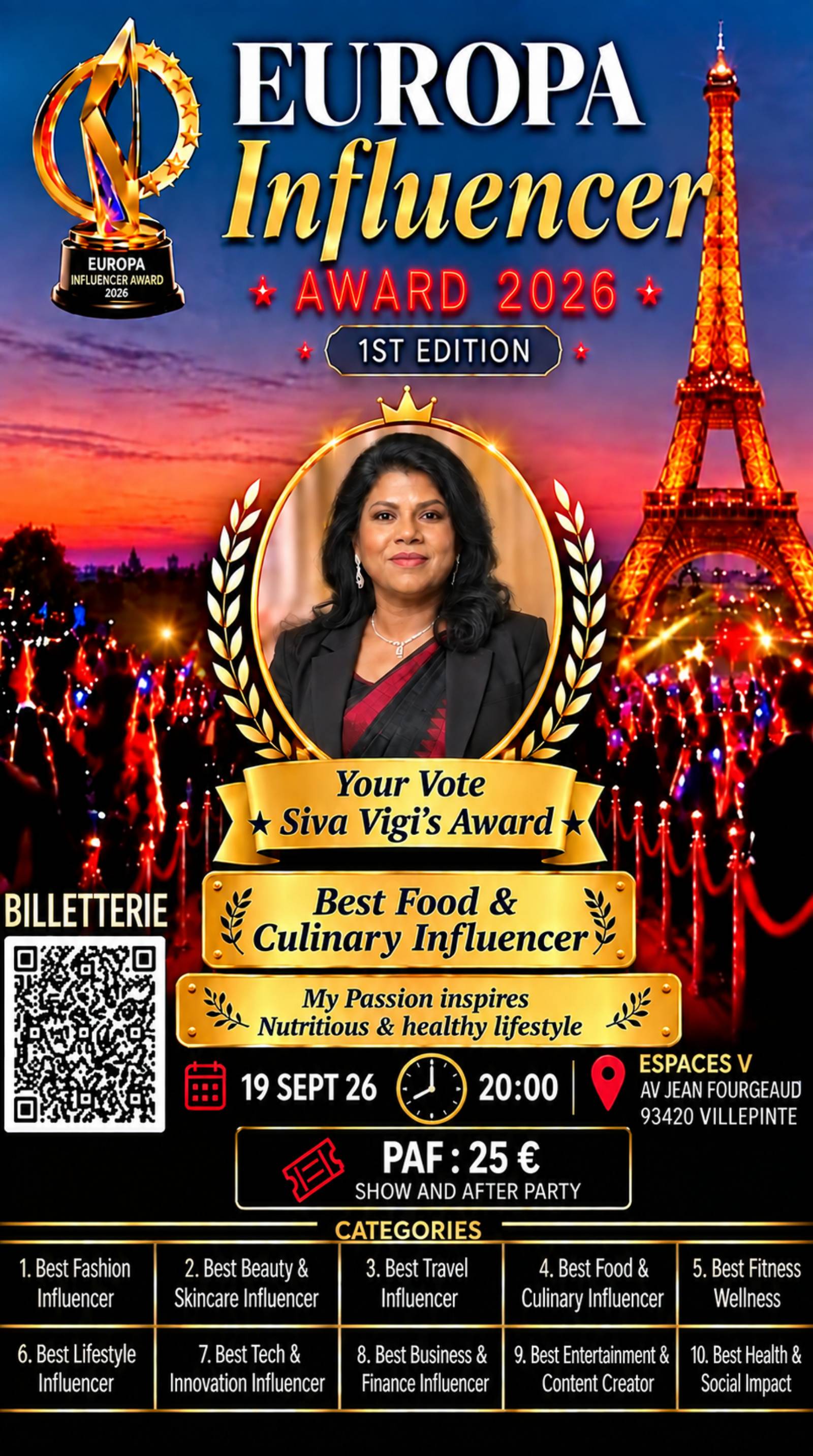 Billet Europa Influencer Award 2026 - Villepinte