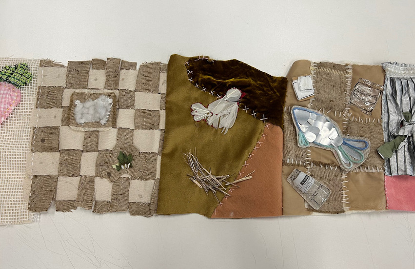 LCF student's work in response to the 'Pockets of Love' Dzaleka Arts Lab brief. 