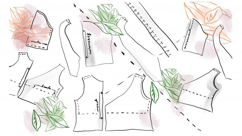 illustration of pattern pieces for Conde Nast Glossary