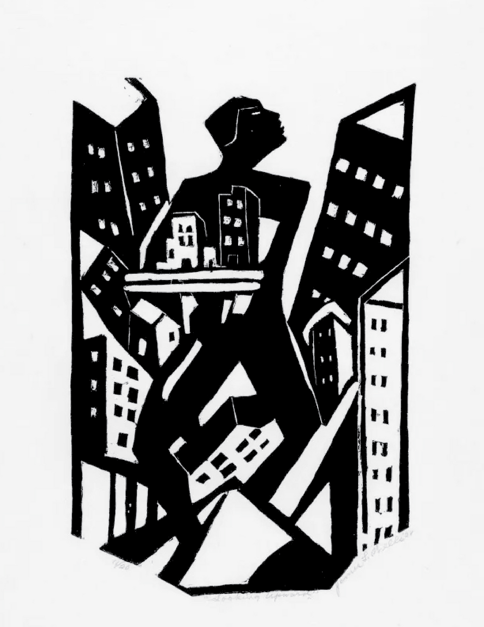 Image 1: Looking Upward by James Lesesne Wells, 1928

Image 2: Photo of the Young Lords by David Fenton, 1971

Image 3: Photo of the Antwerp Six by Karel Fonteyne, 1986

Image 4: Mantle (detail), Paracas, Peru, 100 BC/AD 200