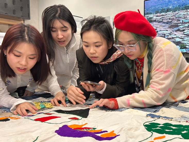 LCF students working in response to the 'Pockets of Love' Dzaleka Arts Lab brief.