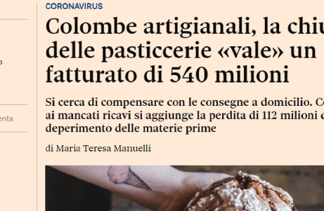 CORONAVIRUS – Pasqua senza specialità delle pasticcerie artigiane: su Il Sole 24 Ore l’allarme di Co