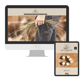 Webdesign von MIPA Agentur für Gut Doblhof, dargestellt auf Desktop und Tablet.