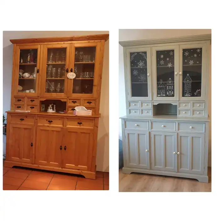 Alte Kommode vorher nachher - wurde mit mizzi möbelfarben im DIY Projekt gestrichen und sieht nun aus wie neu - Vintage Möbel einfach streichen mit MIZZI Farben.