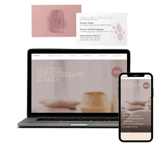 Modernes Webdesign auf Laptop und Smartphone, entwickelt von MIPA für eine Kundin.
