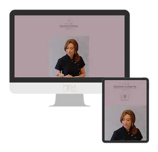 Webdesign von MIPA Agentur für Grazyna Künster Kosmetik, dargestellt auf Desktop und Tablet.