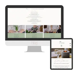 Webdesign von MIPA Agentur für ein Wellness-Studio, dargestellt auf Desktop und Tablet.
