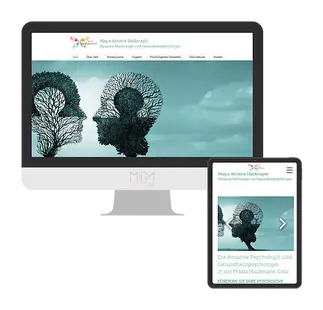 Webdesign von MIPA Agentur für Psychologinnen, dargestellt auf Desktop und Tablet.