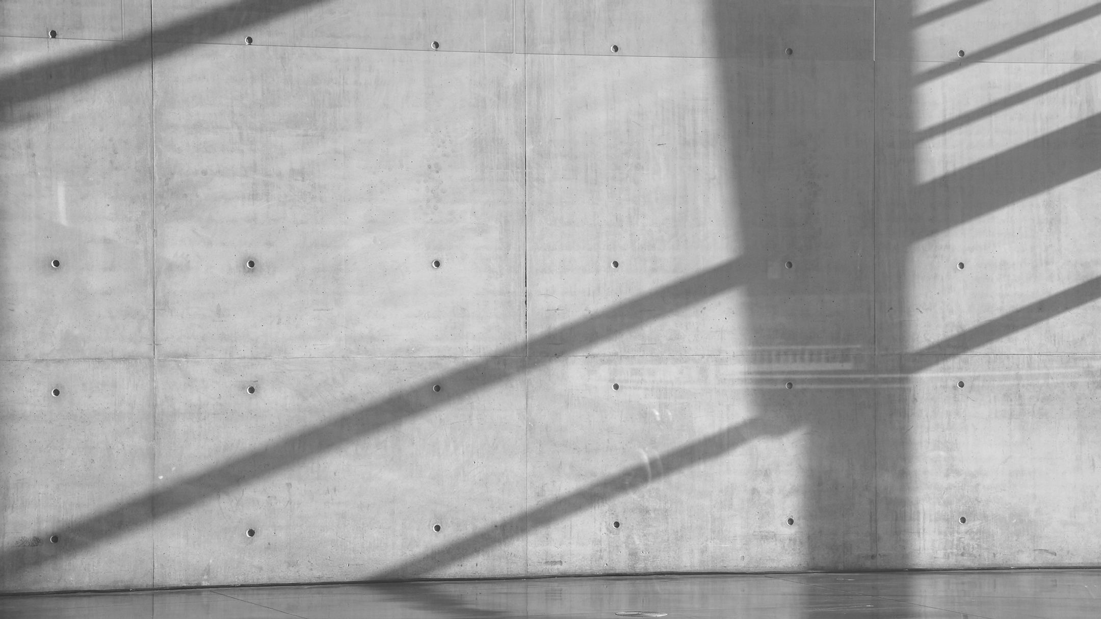 Daylight falling across a concrete wall.