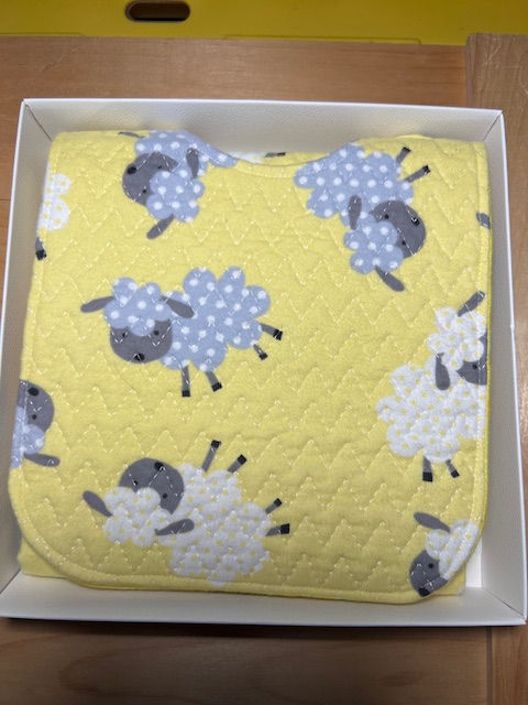 Thumbnail: Yellow Lamb - Baby Bib Set- Bib, Burp Cloth, Blanket