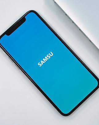 Cell phone showing a mock-up logo
