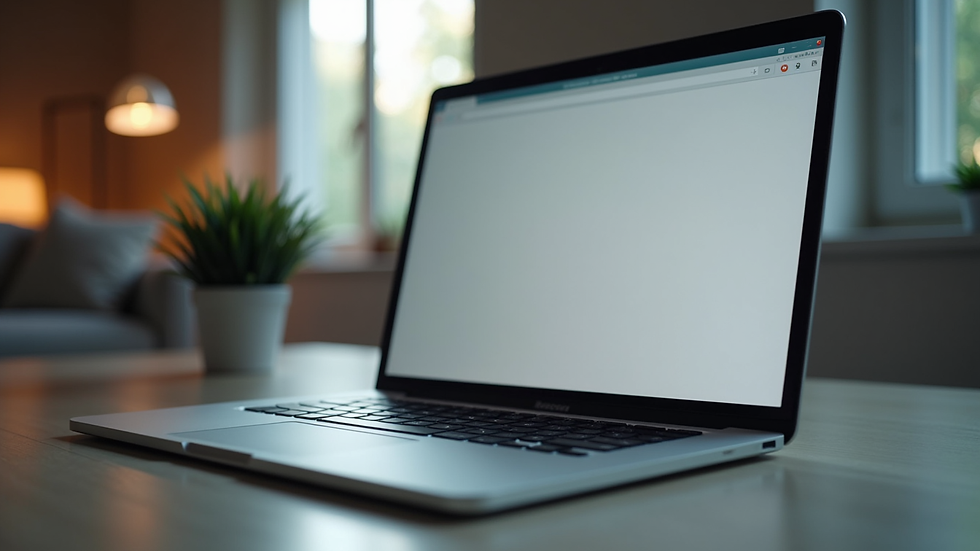 Close-up view of a minimalist website homepage on a laptop screen