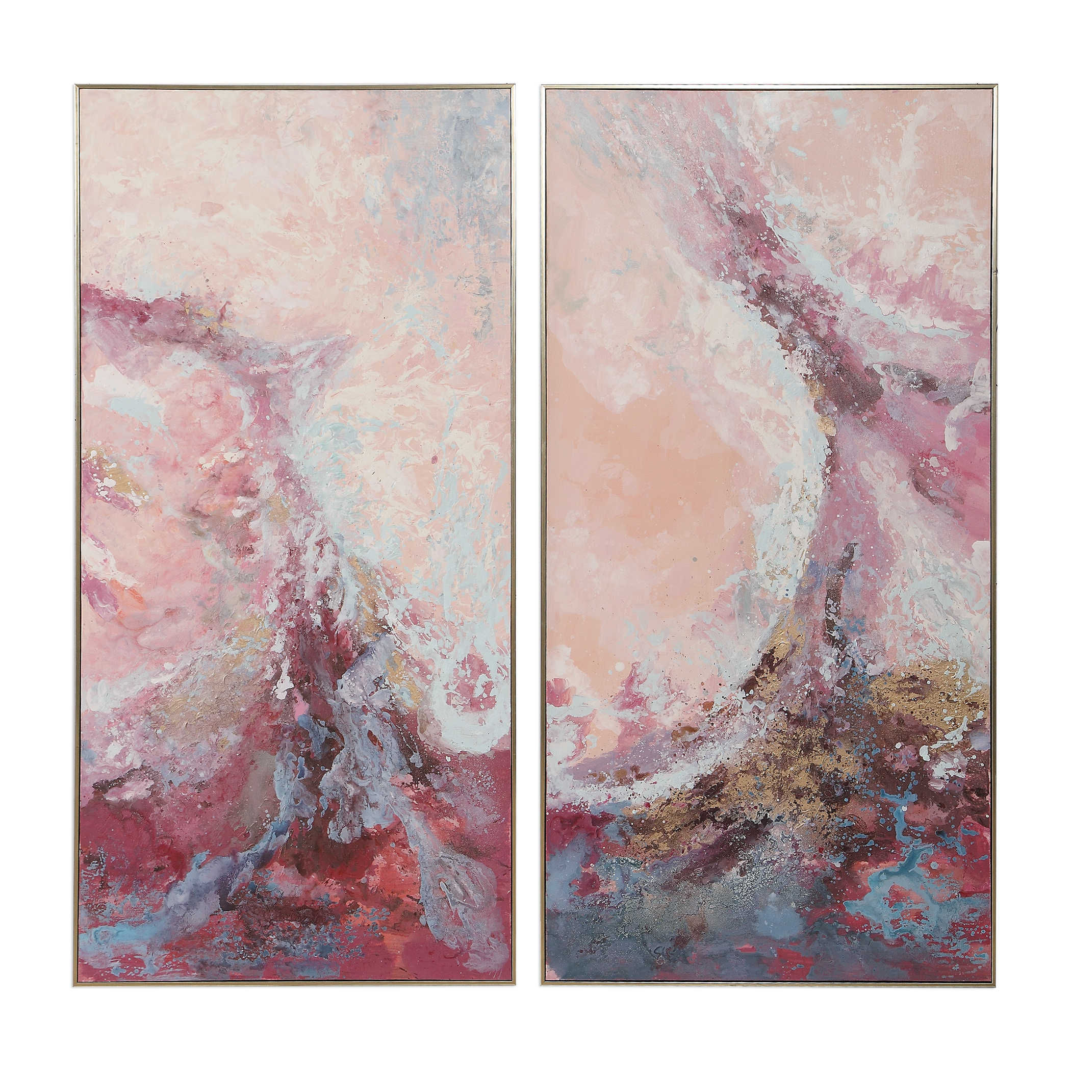 BERRY SPLASH HAND PAINTED CANVASES, S/2
