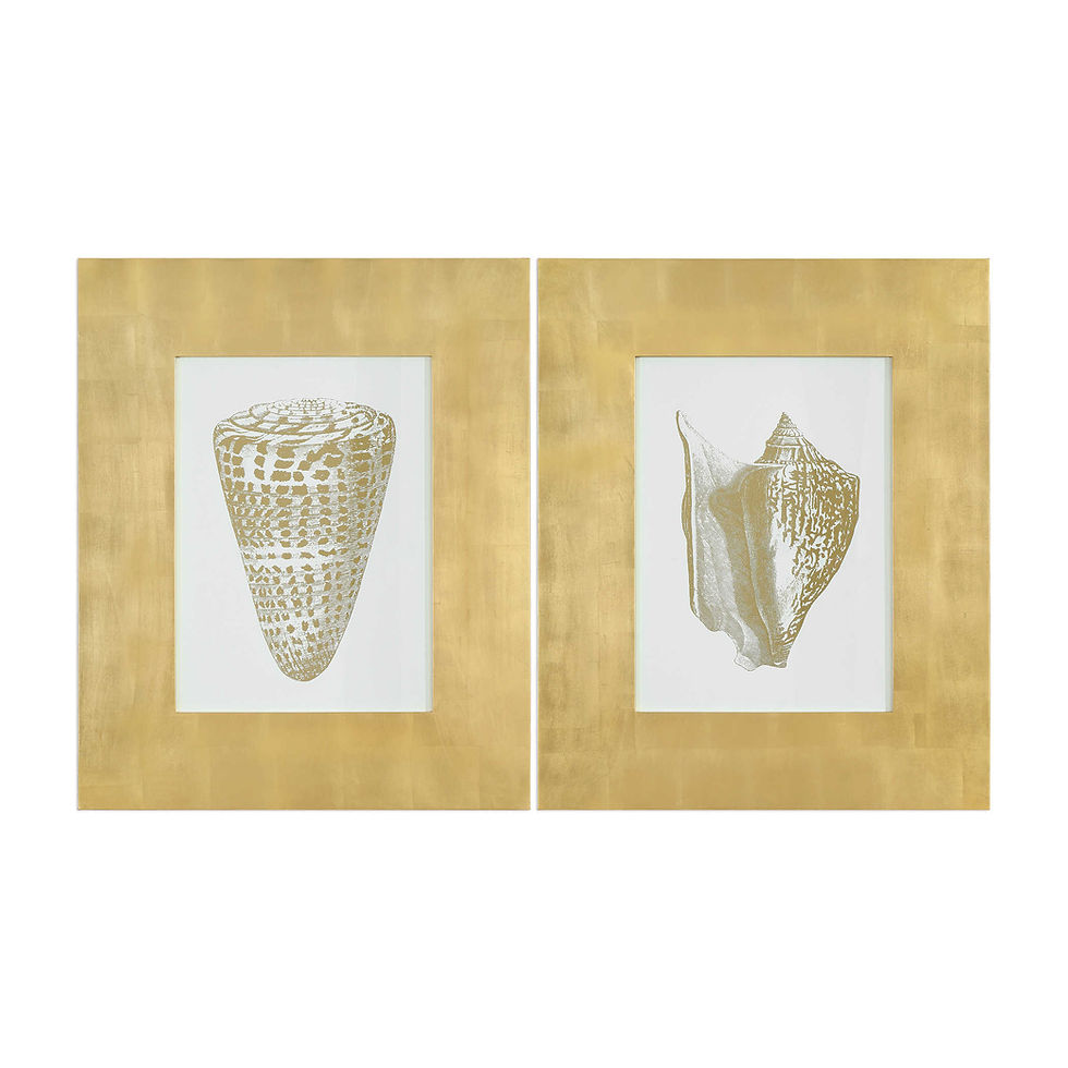 Thumbnail: GOLD FOIL SHELLS FRAMED PRINTS, S/2