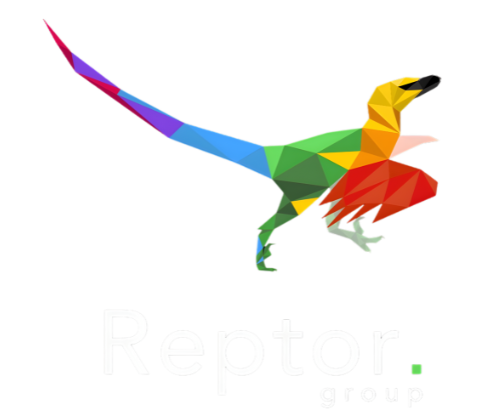Reptor Group Logo Stacked White Text with GLOW Trans BG .png
