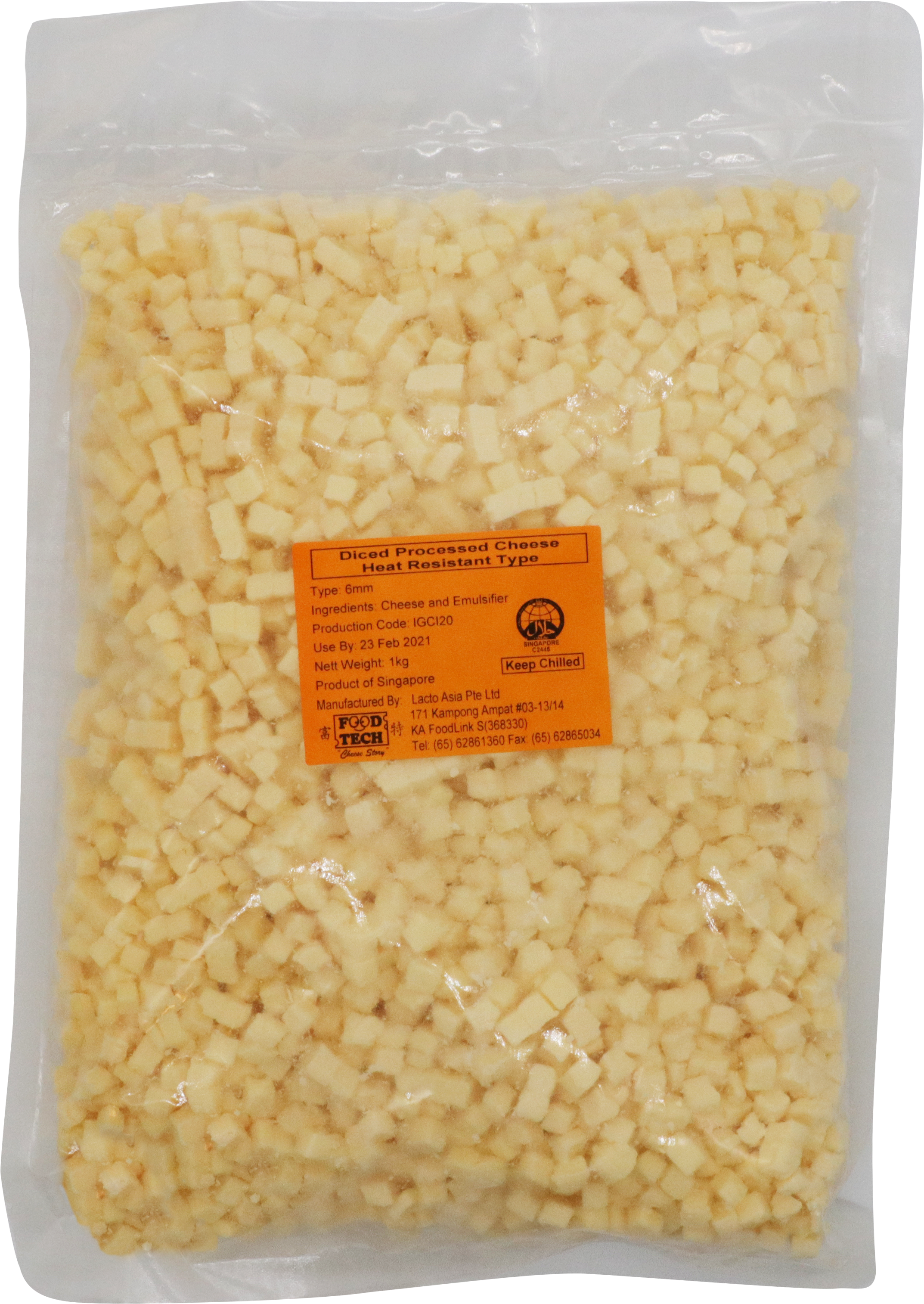 Food Tech HR Processed Cheese Diced (6mm), Singapore